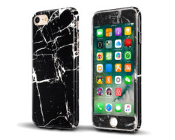 Marble Full Cover Set Θήκη + Tempered Glass Μαύρη - iPhone 6 / 6s