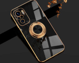 Θήκη Retro Elegance Black με Holder Metallic Ring + 9H Tempered Glass - Xiaomi Redmi NOTE 10