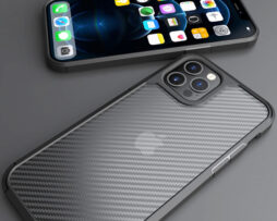 Θήκη Ανθεκτική Carbon με Ημιδιαφανή Φιμέ Matte Πλάτη Black + 9H Tempered Glass - iPhone 14 PLUS