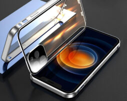 Θήκη 360° Μαγνητική Ασημί με Κούμπωμα Ασφαλείας - iPhone 12